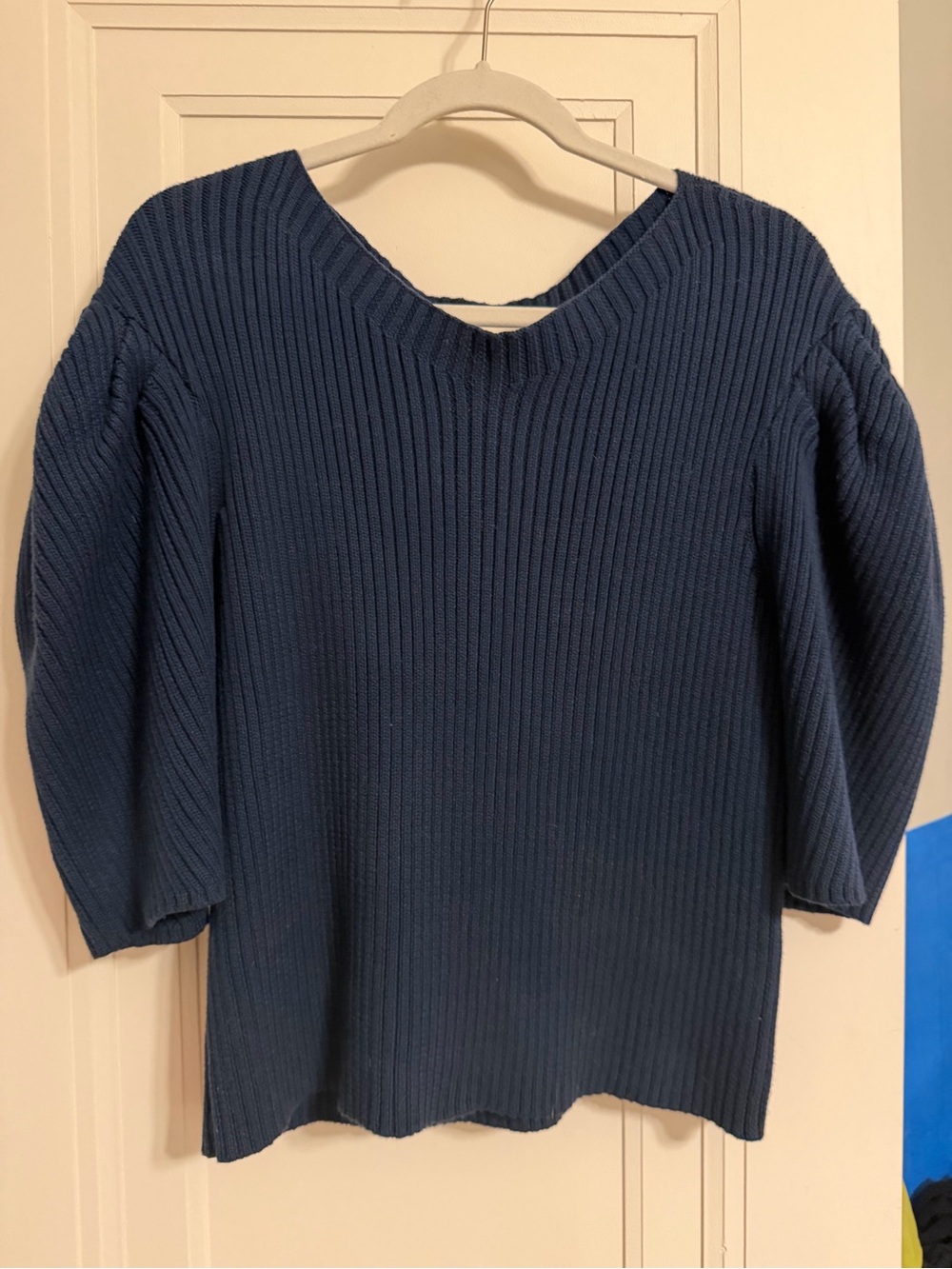 Mara Hoffman Inga Women's Ribbed Puff Sleeve Sweater - Navy